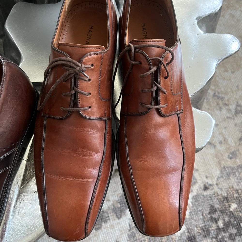 The tan high quality pair of men’s shoes is still available size 10